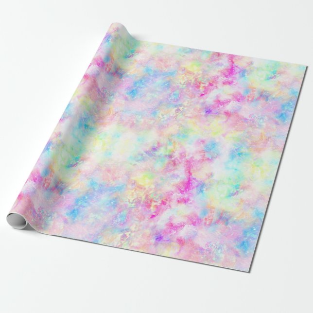 Pastel Rainbow Tie Dye Presentpapper (Utrullad)