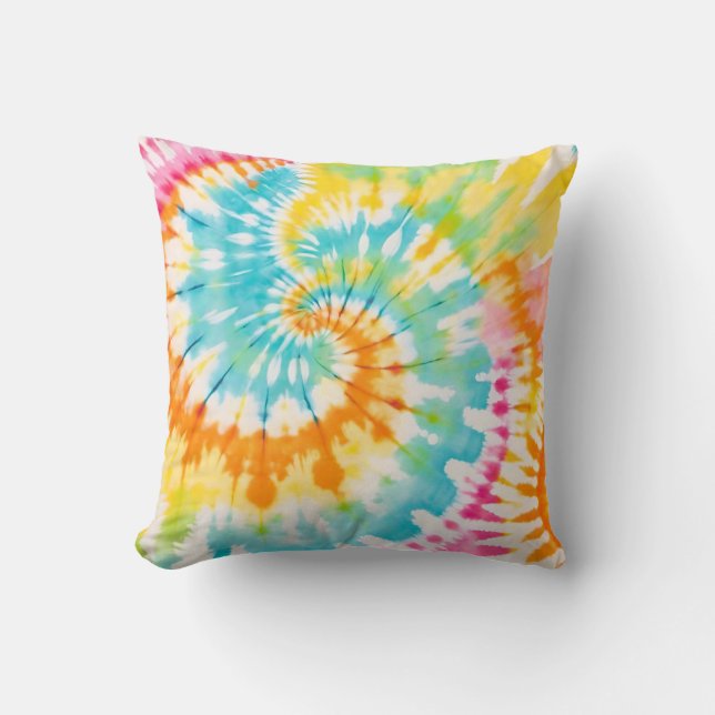 Pastel Rainbow Tie Dye Spiral Pattern Kudde (Framsida)