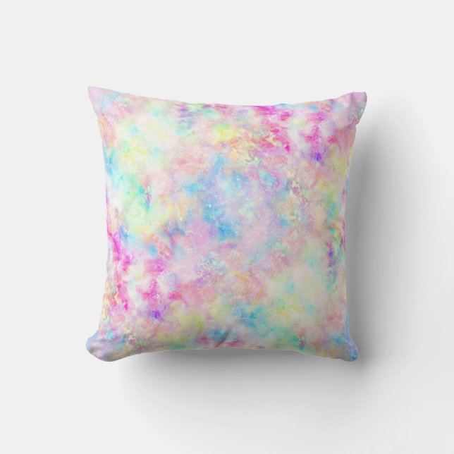 Pastel Rainbow Tie Dye Watercolor Kudde (Framsida)
