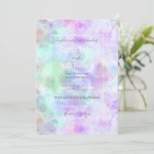 Pastel Rainbow Tie-Dye Watercolor Painting (Stående Fram)