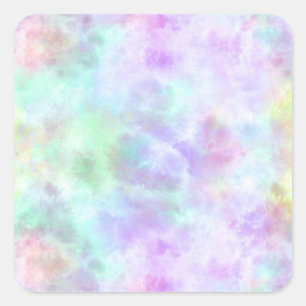 Pastel Rainbow Tie-Dye Watercolor Painting Fyrkantigt Klistermärke