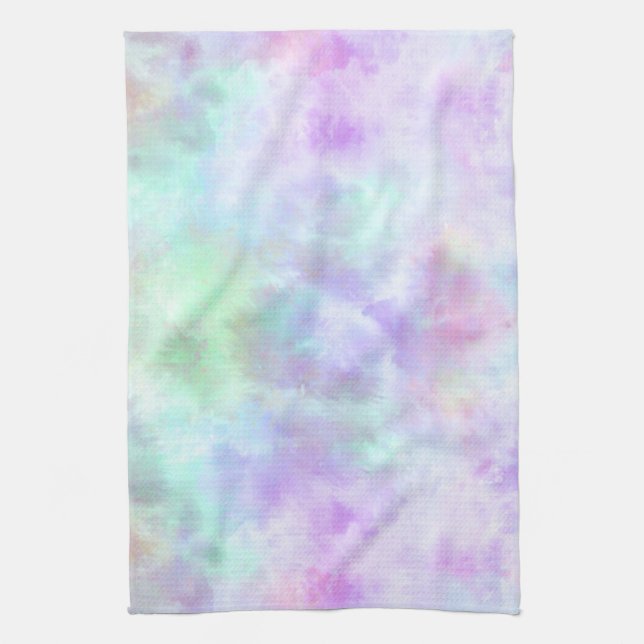 Pastel Rainbow Tie-Dye Watercolor Painting Kökshandduk (Vertikal)