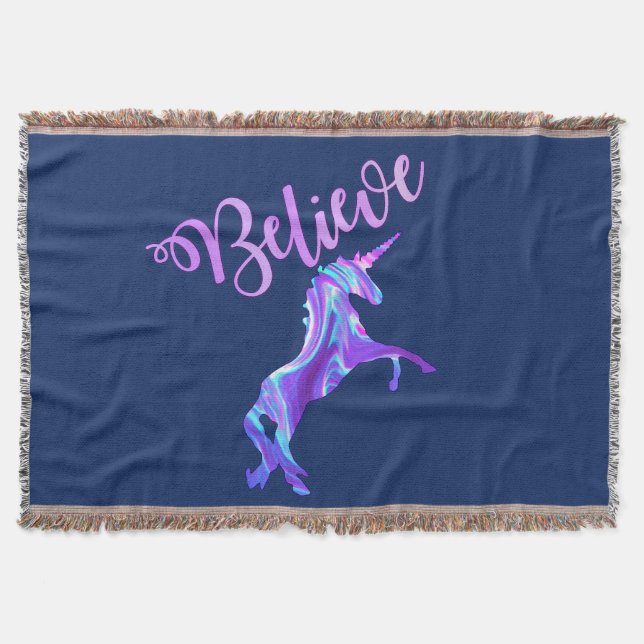 Pastel Rainbow Tro Unicorn Filt (Framsidan)