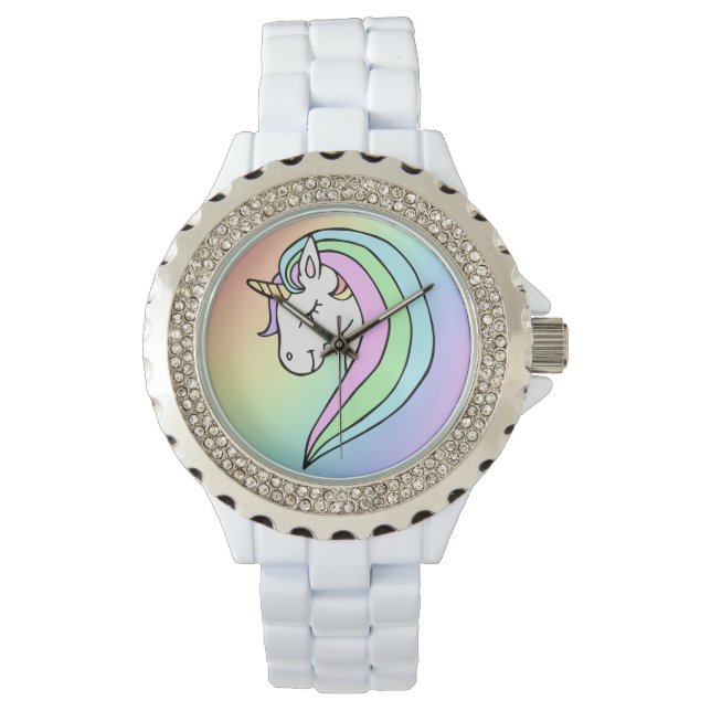 Pastel Rainbow Unicorn Armbandsur (Framsida)