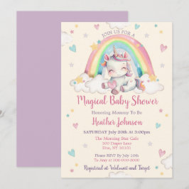 Pastel Rainbow Unicorn Baby Shower Inbjudningar