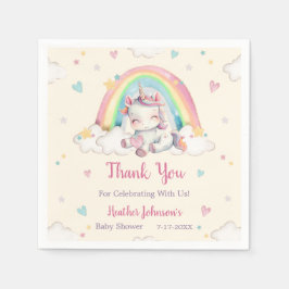 Pastel Rainbow Unicorn Baby Shower Pappersservett