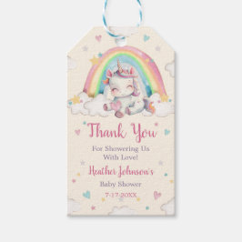 Pastel Rainbow Unicorn Baby Shower Presentetikett