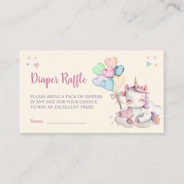Pastel Rainbow Unicorn Baby Shower Raffle Tilläggskort (Framsida)