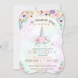 Pastel Rainbow Unicorn Birthday-inbjudan Inbjudningar