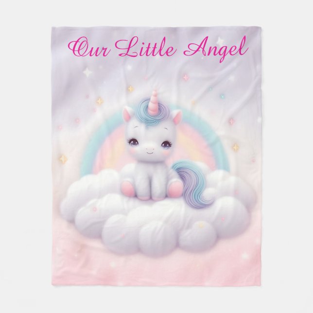 Pastel Rainbow Unicorn Blanket Fleecefilt (Framsidan)