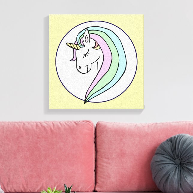 Pastel Rainbow Unicorn Canvastryck (Insitu (Vardagsrum))