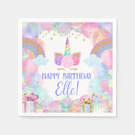 Pastel Rainbow Unicorn Födelsedagsfest Pappersservett
