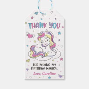 Pastel Rainbow Unicorn Födelsedagsfest, Tack Presentetikett