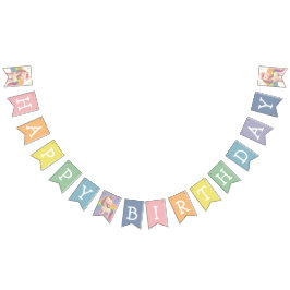 Pastel Rainbow Unicorn Födelsedagsfest Vimplar