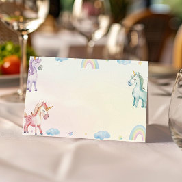 Pastel Rainbow Unicorn Food Tält Place-kort Placeringskort