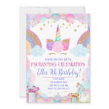 Pastel Rainbow Unicorn Girls Birthday