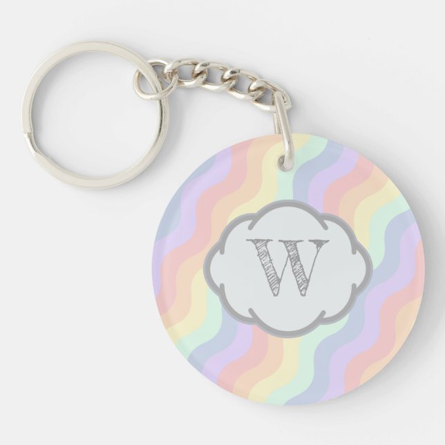 Pastel Rainbow Vågar Acrylic Keychain (Framsidan)