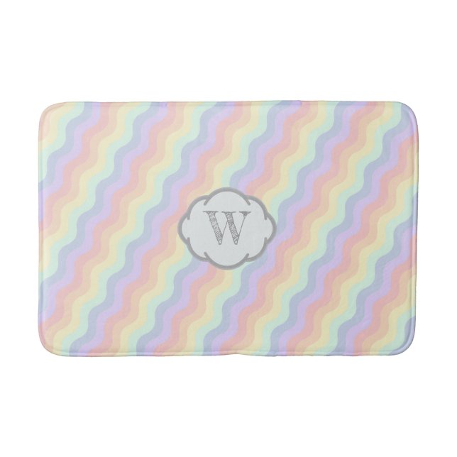 Pastel Rainbow Vågar Bath Mat Badrumsmatta (Framsidan)