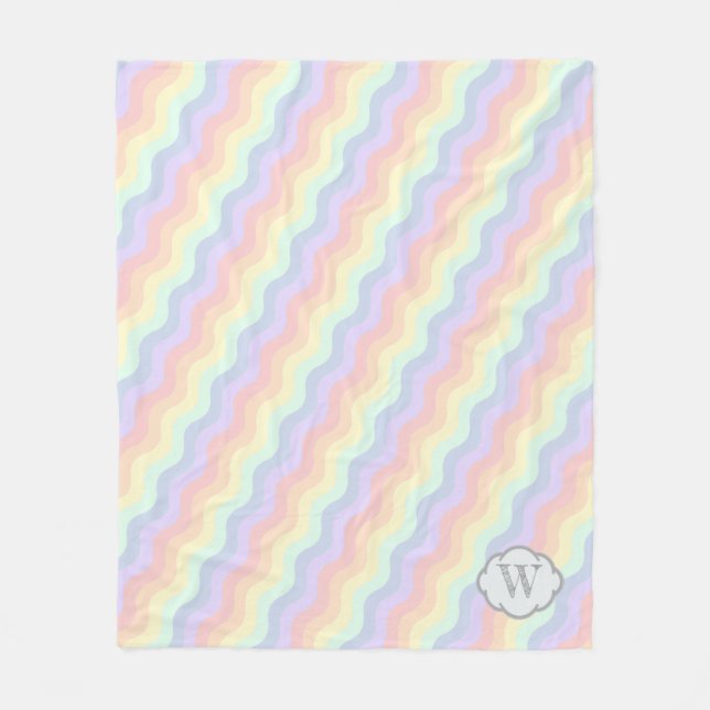 Pastel Rainbow Vågar Fleece Blanket (Framsidan)