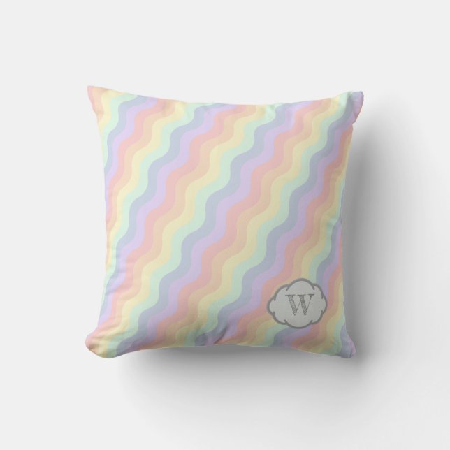 Pastel Rainbow Vågar Pillow Kudde (Framsida)