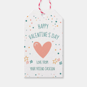 Pastel Rainbow Valentines day Modern Stars Hearts Presentetikett