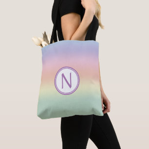 Pastel Rainbow Vatten Färg Monogrammed Tygkasse