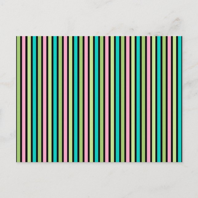 Pastel Rainbow Vertical Lines Geometric Pink Green Vykort (Framsida)