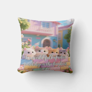 Pastel Rainbow Wall & Flowers, Mjuk plusfyllning Kudde