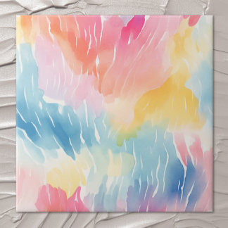Pastel Rainbow Watercolor, Abstrakt Kakelplatta