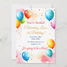 Pastel Rainbow Watercolor Birthday Card design Inbjudningar