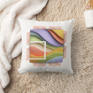 Pastel Rainbow Waves Art Throw Pillow Kudde