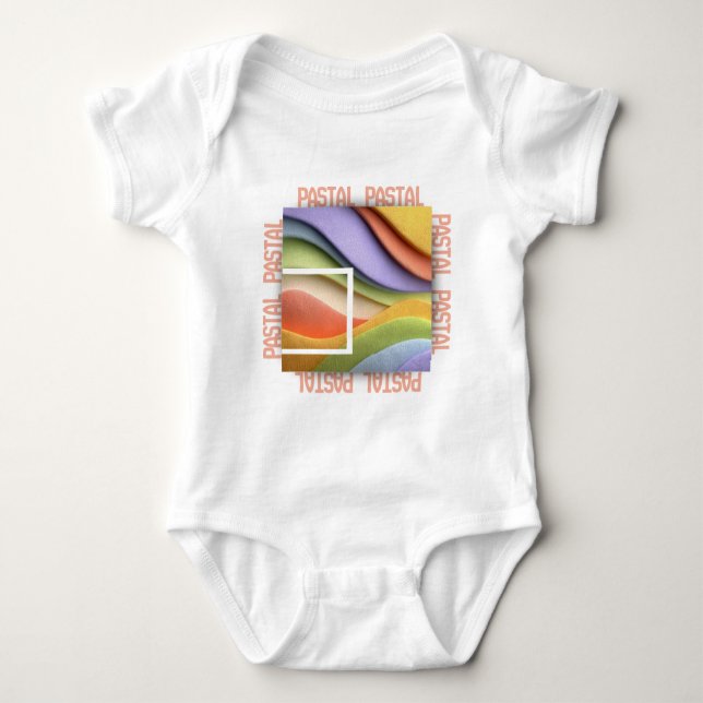 Pastel Rainbow Waves Baby Bodysuit or T-Shirt (Framsida)