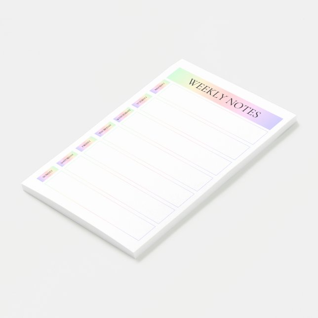 Pastel Rainbow Weekly noterar tacksamt Post-it Block (Vinklad)