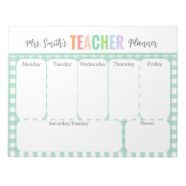 Pastel Rainbow Weekly Teacher Planner Anteckningsblock