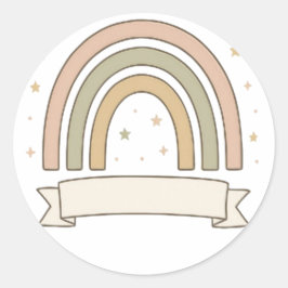 Pastel Rainbow with Stars and Custom Banner – Whim Runt Klistermärke