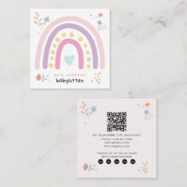 Pastel Rainbows Girly Wildblommbarnvakt Fyrkantigt Visitkort