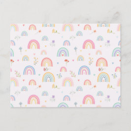 Pastel Rainbows Girly Wildblommor & Hearts Helg Vykort