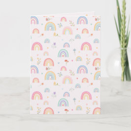 Pastel Rainbows Girly Wildblommor & Hearts Kort