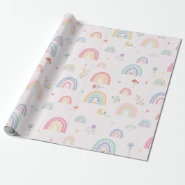 Pastel Rainbows Girly Wildblommor & Hearts Presentpapper