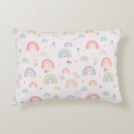 Pastel Rainbows Girly Wildblommor & Hearts Prydnadskudde
