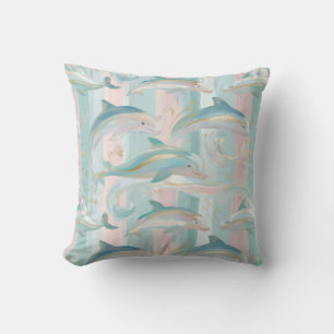 Pastel Rand Dolphin Mönster Kudde