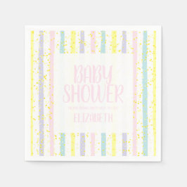 Pastel Rand Girl Baby Shower Pappersservett
