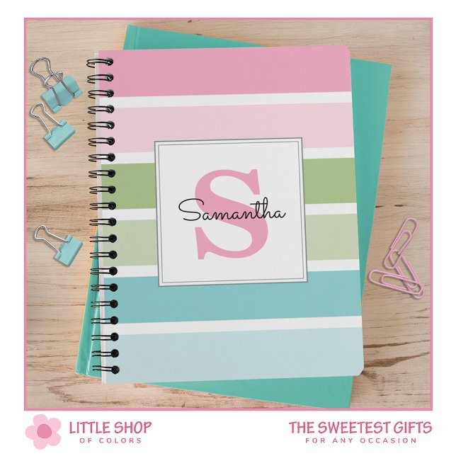 Pastel Rand Monogrammed Anteckningsbok (Skapare uppladdad)