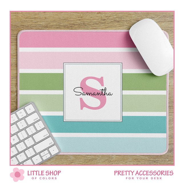 Pastel Rand Monogrammed musslad Musmatta (Skapare uppladdad)