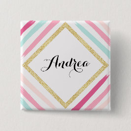 Pastel Rand och Guld Glitter Personlig Knapp