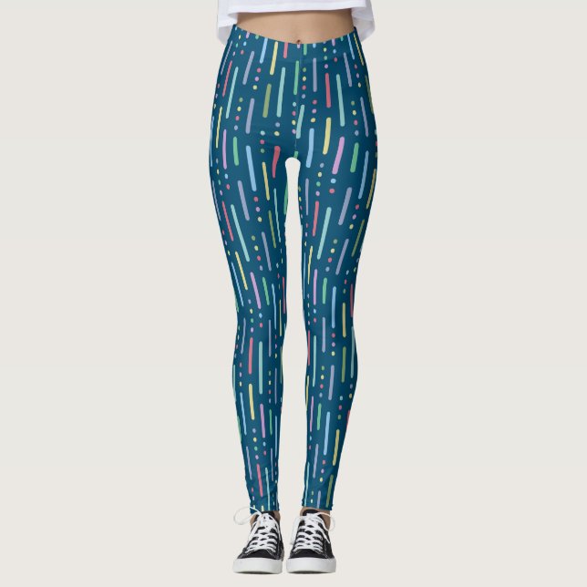 Pastel rand och punkter leggings (Framsida)