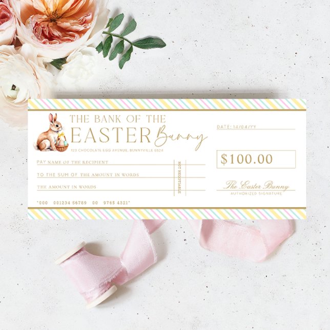 Pastel Rand Påsk Check Gift Voucher Card Inbjudningar (Skapare uppladdad)