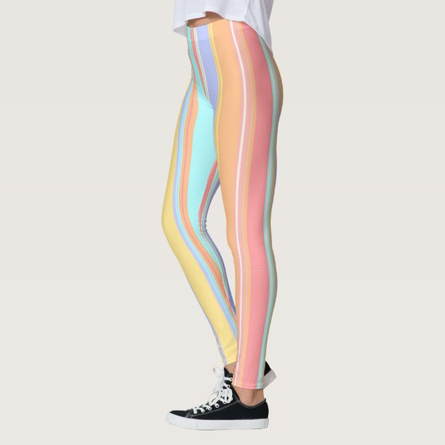 Pastel Rand Påsk Vår Söt Soft Leggings (Vänster)