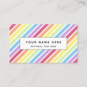 Pastel Rand Rainbow Diagonal Mönster Visitkort