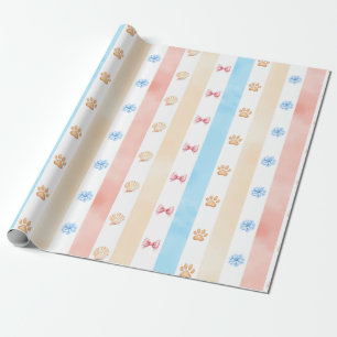 Pastel Rand - Tass avtryck, Blå blomma, Rosa Bows Presentpapper